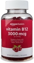 기본 비타민 B12 3000 mcg Gummies, 일반 에너지 생산 및 Metabolism, 면역 시스템 지원, 라즈베리, 100 개 (2 서빙 당) (이전 Solimo)
