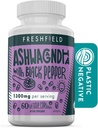 블랙 페퍼와 Freshfield Ashwagandha. Adrenal 피로 지원, 근육 기억, Thyroid 및 힘을위한 Vegan 친절한 보충. 모든 자연적인 1300mg 캡슐