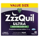 ZzzQuil ULTRA, 수면 보조, Doxylamine Succinate 25mg, 성인, 야간 수면 보조, 48 정제를위한 수면 보조