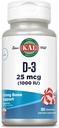 KAL 비타민 D3 1000 IU 25 mcg, 비타민 D Chewables, 칼슘 흡수, 뼈 건강 및 면역 지원 보충교재, 자연적인 Peppermint 풍미, Xylitol, 100개의 서빙, 100개의 Chews로 감미롭게 하는