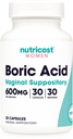 Nutricost 붕산 600mg, 30 캡슐 - 질 좌약 - 여성을위한 비 GMO -