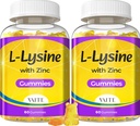 아연을 가진 L 리진 Gummies 1000mg - 지원 피부, 입술, Vegan, 글루텐 자유로운, 성인을 위한 60 Chewable L 리진, 비타민 조직 건강 & 면역 체계, 아미노산 & 복잡한 보충교재, 비 GMO (2Pack)