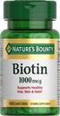 Nature 's Bounty Biotin, 에너지 및 건강한 모발, 피부 및 손톱, 1000 mcg, 100 정제를위한 Metabolism 지원