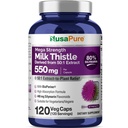 NusaPure 우유 이틀 50:1 추출물, 27,500mg 120 Veggie 캡슐 비 GMO, Vegan 최대 힘과 동등한 550 mg - 표준화 된 80 % Silymarin, Bioperine