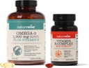 NatureWise 1000mg 오메가 3 600mg EPA 400mg DHA 비타민 E 180ct & 비타민 B 복합체 셀룰러 에너지 60 Softgels[2-달]