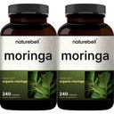 NatureBell Pure Moringa 캡슐 8,000mg / 서빙 (2 팩) | Moringa Powder Organic, 480 캡슐 - 그린 슈퍼 푸드, 피부 건강, & 면역 지원 - Non-GMO, 글루텐 무료, 8 개월 공급