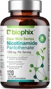 biophix B-3 Nicotinamide Pantothenate 1350 mg 120 Vcaps - 명확한 피부 시리즈 B5 Pantothenic 산 자연적인 홍조 자유로운 니코틴 Amide Niacin - 지원 피부 세포 건강