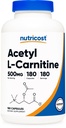 Nutricost Acetyl L 카르니틴 (ALCAR) 500mg, 180 캡슐, 180 서빙 - 비 GMO 및 글루텐 무료, 서빙 당 1 캡슐