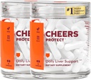 Cheers Protect | L-Cysteine + DHM의 음료용 Daily Liver Supplement | 60 복용량 | Cysteine, Dihydromyricetin, Milk Thistle, Prickly Pear, B-Vitamins, Ginger