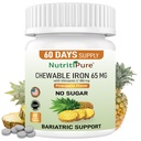 Chewable Iron Carbonyl 65 mg with Vitamin C 180 mg (여성/남자를 위해) - 파인애플 맛에 있는 정제 60 조사 (1)