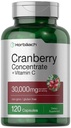Horbäach Cranberry 농축 추출물 알약 + 비타민 C | 30,000mg | 120 캡슐 | 트리플 강도 궁극적 인 효능 공식 | 비 GMO 및 글루텐 무료 보충