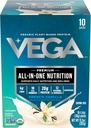 Vega Organic All-in-One Vegan Protein Powder, French Vanilla -Superfood Ingredients, 면역 지원 비타민, 여성 및 남성용 완두 단백질, 13.5 oz (패키지 May Vary)
