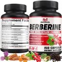 Berberine HCl, 150 캡슐 - 플러스 Ceylon Cinnamon, Turmeric, 우유 이틀, Artichoke, 블랙 페퍼, Berberine HCI 뿌리 보충제 알약 - 면역 체계