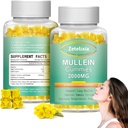 2 팩 Mullein Gummies - Lungs를 위한 Mullein 잎 추출물, Smokers를 위한 Lung Detox Cleanse, Immune 지원을 위한 Mullein Lung 지원 보충교재, 버섯 기복, 120 설탕 자유로운 Vegan Gummies