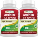 최고의 Naturals L-Arginine NO 부스터 트리플 강도 1300 mg 서빙 120 Veg 캡슐 (120 개)