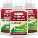 최고의 Naturals L-Arginine NO 부스터 트리플 강도 1300 mg 서빙 120 Veg 캡슐 (120 개)