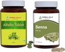 HERBAL HILLS Alfalfa 정제 및 세나 리프 캡슐 팩 2 콤보