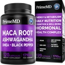 6-in-1 유기 Maca 뿌리 Ashwagandha 캡슐 여성과 남성을 위한 DHEA와 까만 고추 과일 추출물을 가진 1710mg - stamina, 뼈 및 계류 지원 보충교재, 120의 조사를 위한 까만 Maca 보충교재