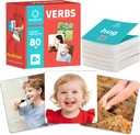80 Verb Cards with Action Videos|두꺼운 행동 Verb Flash Cards for Speech Therapy|아이들을 위한 Verbs Flash Cards for Toddler Learning Cards Action Words|아이들을 위한 그림 카드
