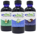 유기 엑스트라 버진 올리브 오일, MCT 및 Avocado 오일의 MyVitalC 콤보 - ESS60 산화 보충 - 노화 방지, 장수, 수면, 에너지 - 팩 3