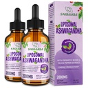 Liposomal Ashwagandha 액체 하락 2000mg의 Ashwagandha 뿌리 추출물 보충교재 (7% withanolides) 초점, Cognition & 에너지 - 4 FL.OZ (2 병)를 위한 까만 고추 추출물 & Probiotics로