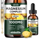 Triple Magnesium Complex 보충교재, 마그네슘 글리세라이드, 혼합, 시트레이트 액체 드롭 1000mg, Ashwagandha, CoQ10, 비타민 B6, C, D, 아연 - Vegan 파인애플 맛
