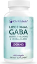 Liposomal GABA는 L-Theanine 200mg의 높은 흡수, Ashwagandha, Chamomile의 성인, 60 Softgels, Non-GMO, 글루텐을 위한 다트 버찌 초본 보충교재를 가진 1000mg를 보충합니다