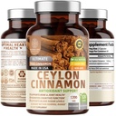 N1N 프리미엄 Ceylon Cinnamon 1200mg [100% 유기 Ceylon Cinnamon] 건강한 순환, 뇌 및 합동 기능을 지원하는 자연적인 보충교재, 120 모자