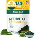 Sunlit Best USDA Organic Chlorella Spirulina Powder - 100 % Raw & Vegan Source of Protein & Chlorophyll | 비 GMO 및 글루텐 무료 슈퍼 푸드 에너지 음료 | Gut Health & Immune Support Supplement, 8 oz