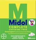 Midol 완전 한 카페인 무료 캡릿 24ct: Midol 완료 카페인 무료 Menstrual Pain Relief Caplets with Acetaminophen, 제공 두통 구호 및 기간 크림 완화, 24 조사