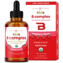 아이를 위한 NutraChamps 비타민 B 복합체, B1, B2, B3, B6, B7, B9 & 메틸 B12의 아이 B 복잡한 액체 하락 보충교재, 에너지, 초점, 대사, 자연적인 Berry, 120의 서빙, 4 달 공급