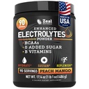Zeal Naturals Electrolyte Powder Recovery 음료 (90 인분 | 복숭아 망고) w 0 Sugar +BCAAs +B-Vitamins Electrolyte Supplement w Potassium 아연 및 마그네슘 - Keto Electrolytes