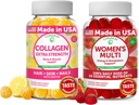 Lunakai Collagen 및 Women 's Multivitamin Gummies 번들 - Biotin, 아연, 비타민 C 및 E가있는 비 GMO 노화 방지 보조제 - 16 Essential Vitamins 및 Minerals의 100 % 일일 가치 - 30 Days 공급