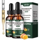 마그네슘 글리세린 액체 하락 보충교재, 마그네슘 글리세라이드 500mg Ashwagandha와 더불어, L - Theanine, Chamomile - 지원 긴장 기복, 뼈, 근육, 계몽 망고 풍미 2Pack
