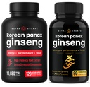 NutraChamps Complete Ginseng Duo - 전체 에너지, 초점 및 체력 지원 번들 - Ginseng Gold & Korean Red Panax Ginseng