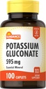 Sundance 칼륨 Gluconate 595mg | 100 개 | 필수 미네랄 보충 | 채식주의, 비 GMO, 글루텐 프리 포뮬러