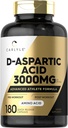 Carlyle D Aspartic Acid 캡슐 3000mg | 180 개 | 남성용 DAA 보충 | 고급 Athlete 공식 | 비 GMO 및 글루텐 무료