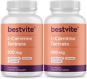 BESTVITE L-Carnitine 캡슐 당 500mg (240 캡슐) (120x2) - Stearates 없음 - 비 GMO - 글루텐 무료