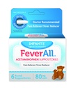 Feverall 유아 Acetaminophen 좌약 6 Rectal 좌약 80mg 각 고통 Reliever/Fever 흡진기. Paraben는, 인공적인 색깔 없음 또는 다른 보존합니다. 연령 6-36 개월