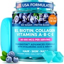 MAREE 비타민 B1 Thiamine & B7 Biotin Gummies - Keratin, Collagen, Hyaluronic & Pantothenic Acid와 E D C 비타민 복합체, 손톱 및 헤어