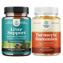 Liver Cleanse Detox & Repair의 묶음 상품 - Dandelion Root Choline Beetroot Artichoke Extract와 Turmeric Curcumin Gummies와 함께 Silymarin Milk Thistle은 Black Pepper Curcumin Powder와 공동 지원