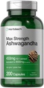 Horbäach Ashwagandha 보충교재 | 최대 힘 | 200의 캡슐 | 여성과 남성 | Non-GMO, 글루텐 무료