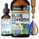 BIO KRAUTER® Menopause Women* - Blue Cohosh Tincture 2 Fl.Oz 28 공급 일 - Menopause 지원을위한 Vegan Blue Cohosh Extract - 알코올 및 설탕 무료 - Relaxation & Women's Wellness