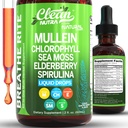 Lungs 유기 Chlorophyll 액체 아일랜드어 바다 모스, Spirulina, Licorice, Tart Cherry Lobelia, Motherwort & Elderberry Mullein 잎 추출물 Tincture 남자 여자 보충교재를 위한 청결한 Nutra Mullein 하락