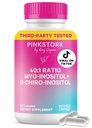 여성을위한 핑크 Stork Inositol 보충 - 40 : 1 Myo-Inositol & D-Chiro Inositol - 호르몬 균형, 불연성 및 Ovarian 지원 - 사이클 정규 및 대사 웰빙, 30 서빙