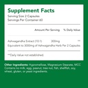 Organic Ashwagandha Supplements | 150mg의 추출물 = 1500mg의 허브 (1 병-120 캡슐-2mo 공급) | 스트레스 완화, 면역 건강 및 에너지 지원 | Non-GMO 및 글루텐 무료