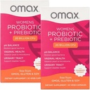 여성용 2 팩 Omax Prebiotics & Probiotics Complex, pH 밸런스, 질 건강, Urinary Tract, Yeast, UTI/BV 예방, Bloating PH 20 Billion CFU | Vegan, 유기, 글루텐 프리, 60 Vege-Capsules