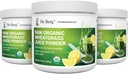 Dr. Berg의 익지않는 Wheatgrass 주스 분말 (60의 서빙) - USDA는 유기 Wheatgrass 분말 w/Chlorophyll의 추적 무기물 & 자연적인 효소 - 매우 집중된 - 레몬 풍미 w/ 스테비아 3 팩을 증명했습니다