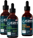 E2H: Chlorophyll 액체 드롭 (2 팩 - 4 Fl Oz) 및 액체 심황 Curcumin (단일 병 - 2 Fl Oz) | Vegan, Non-GMO - (6 Fl Oz Total) - 번들