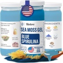 Biolore Wildcrafted Sea Moss Gel - Blue Spirulina 16 oz - 필수 비타민 및 Trace 미네랄이있는 맛있는 Sea Moss Gel - Vegan Superfood - 미국에서 제작 된 Gluten-Free, 추가 설탕 없음